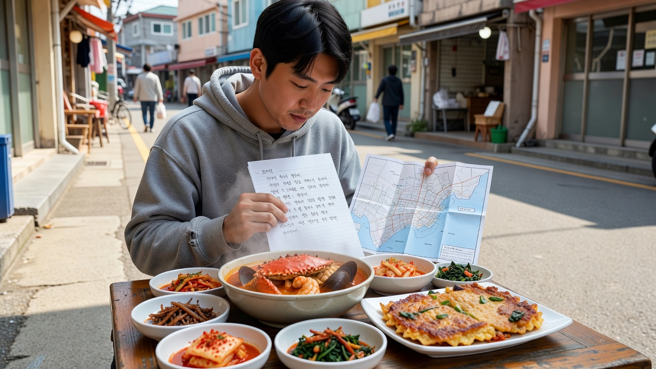 부산 맛집 코스 예산을 계획하는 일상적인 모습
