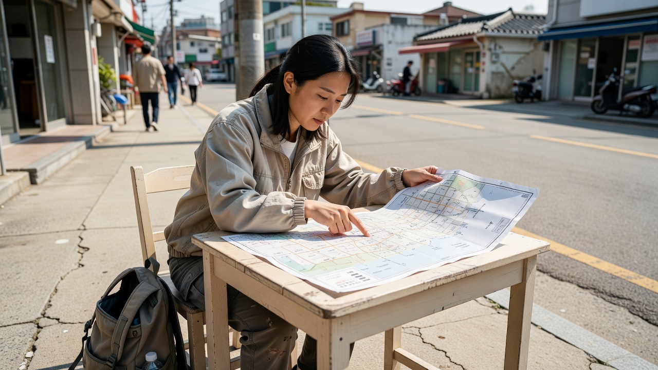 부산 1박2일 코스 계획을 세우는 여행자 모습