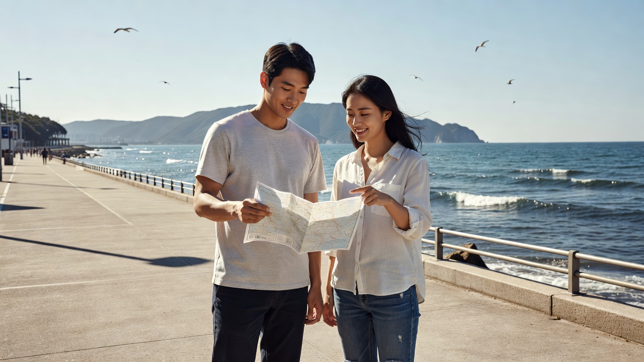부산 5만원 이하 데이트 코스를 함께 계획하는 커플