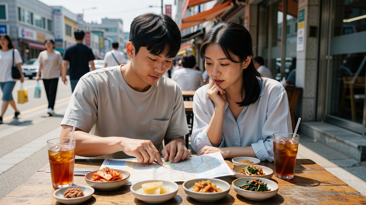 서면 주말 점심 코스 동선을 확인하는 모습